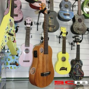 Boulder Creek Riptide Ukulele Acoustic-Electric Baritone all Mahogany Twin Port construction