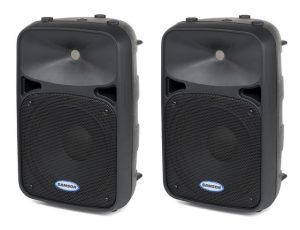 Pair of Samson Auro D208 200W 8" inch active powered loud speakers 2-way