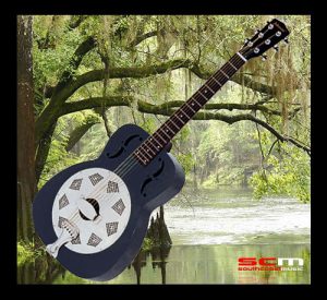 Johnson JM 996 Metal Body Resonator Guitar in hard case Blue Powder Coat