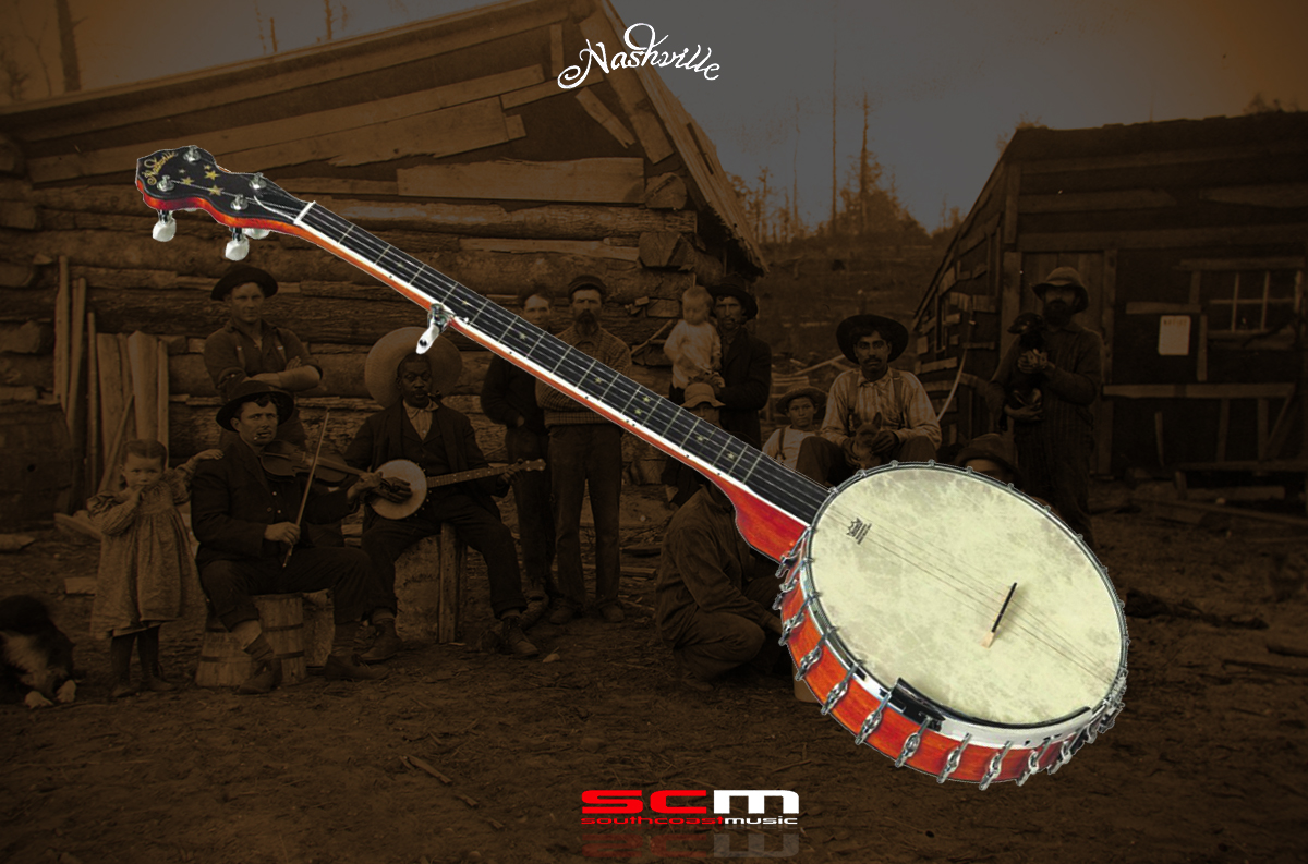 NASHVILLE OPEN BACK BANJO NBJ42 5 STRINGS 24 BRACKETS PROFESSIONALLY