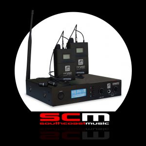 DUAL IN EAR MONITOR SYSTEM ASHTON IEM250 DUET TWO RC250 RECEIVERS + CARRY CASE