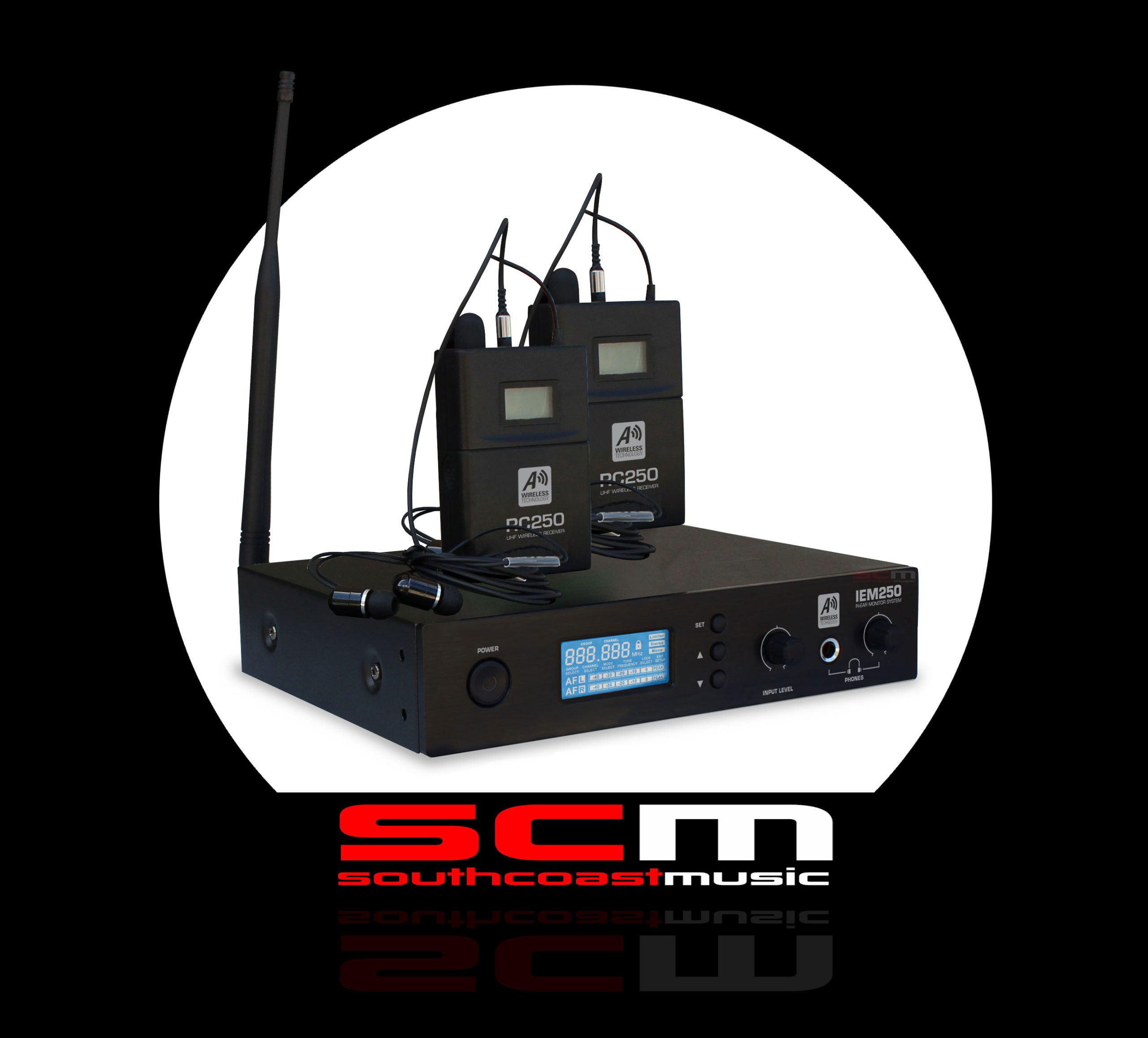 DUAL IN EAR MONITOR SYSTEM ASHTON IEM250 DUET TWO RC250 RECEIVERS + CARRY CASE