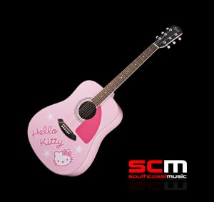 Fender Squier Hello Kitty Dreadnought Acoustic Guitar Pink Gloss Finish with Hard Case