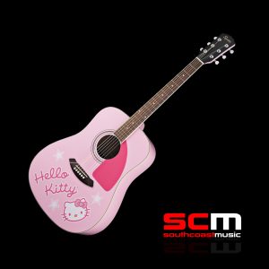 Fender Squier Hello Kitty Dreadnought Acoustic Guitar Pink Gloss Finish with Hard Case