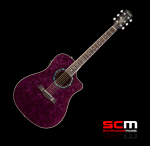 Fender T-Bucket 300CE Dreadnought Acoustic Guitar Trans Violet Quilt Ash Finish