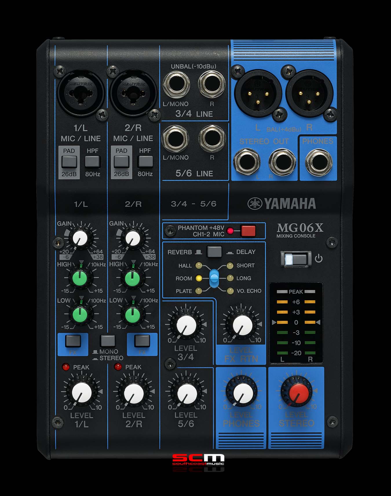 YAMAHA MG06X 6 Input Mixer with SPX Digital FX and Phantom Power
