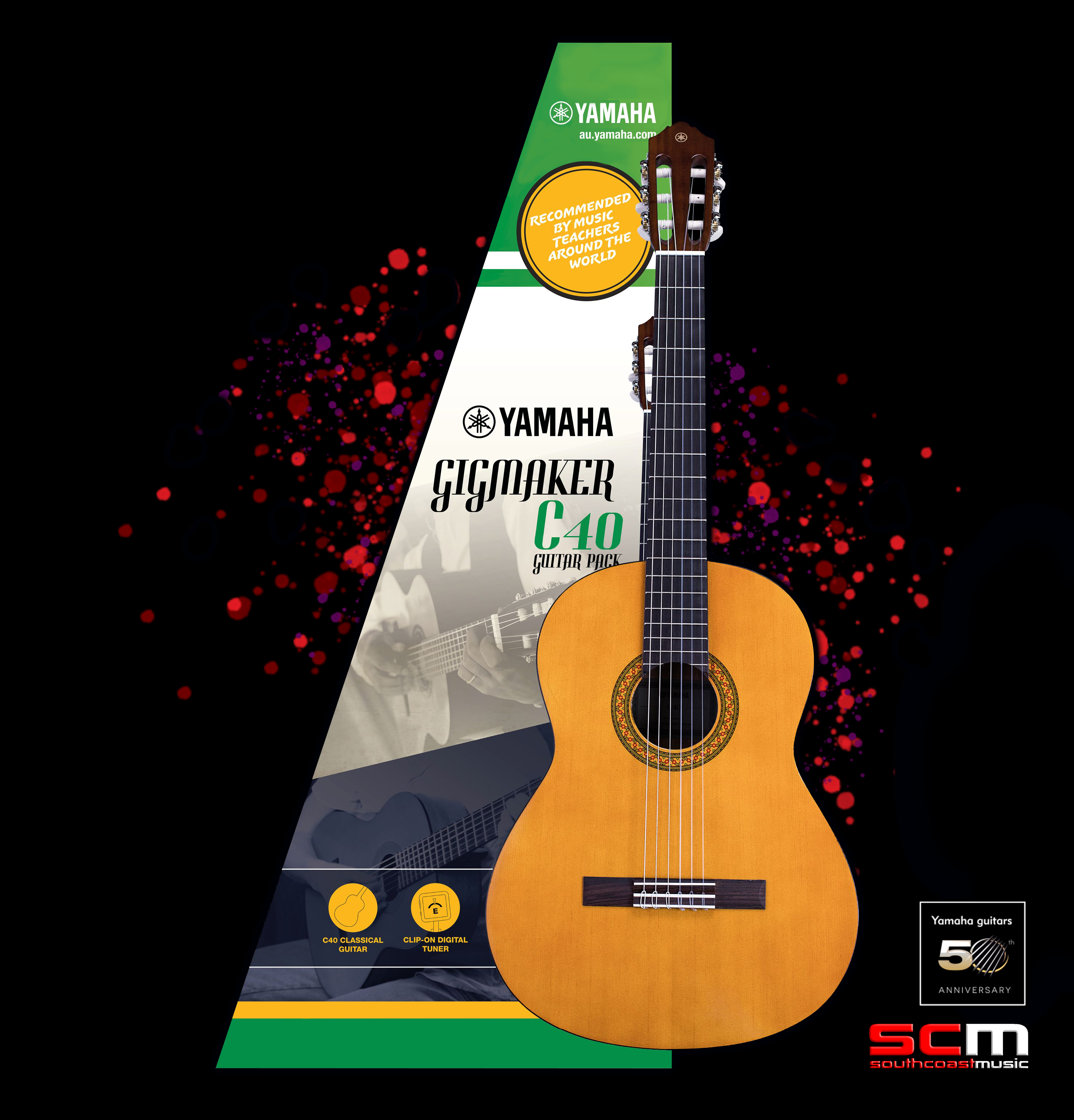 Yamaha Gigmaker C40 4/4 Classical Nylon String Guitar Pack Five Year Warranty Most Popular