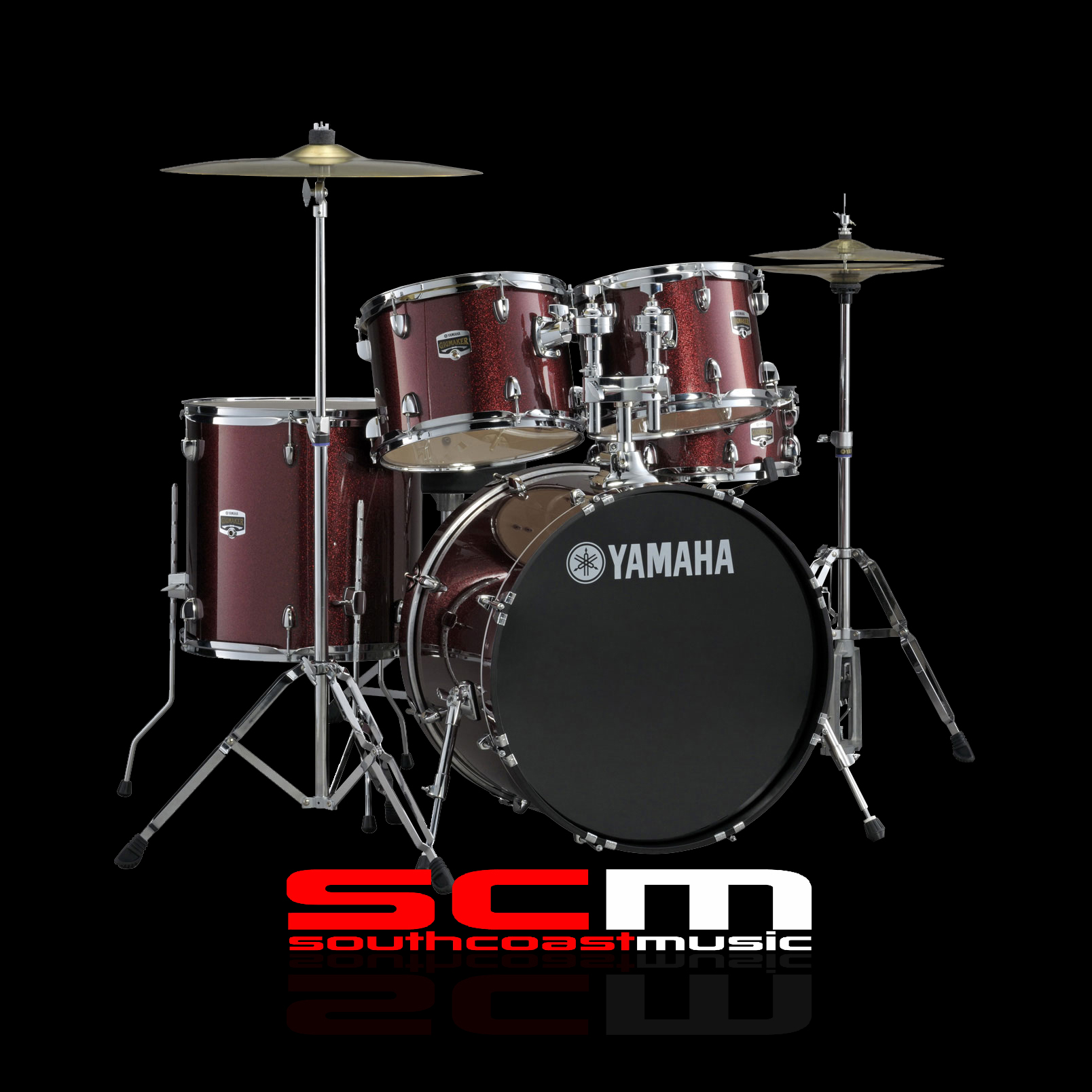 Yamaha Gigmaker Fusion Drum Kit Burgundy Glitter Finish Bonus Paiste Cymbals