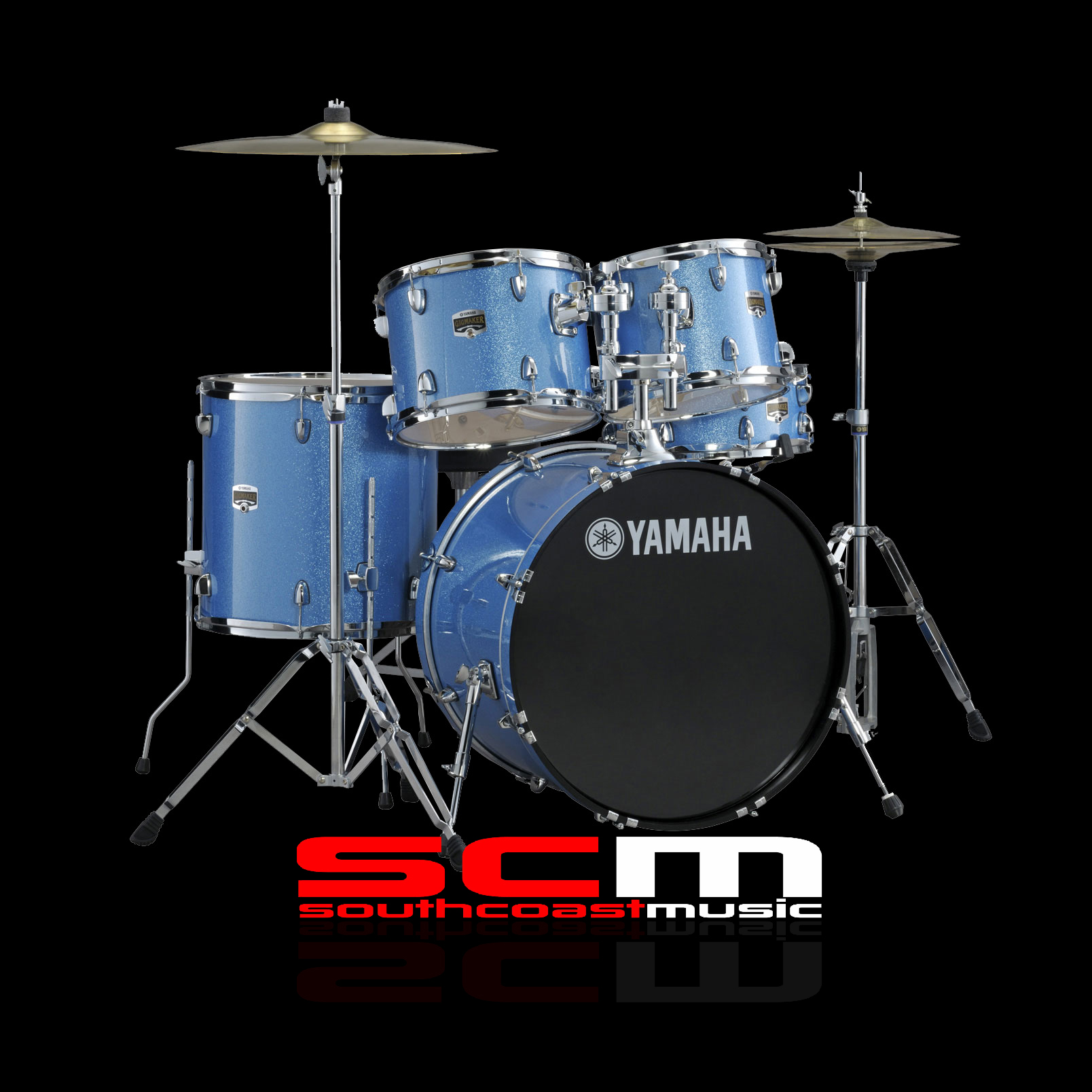 blue yamaha drum set