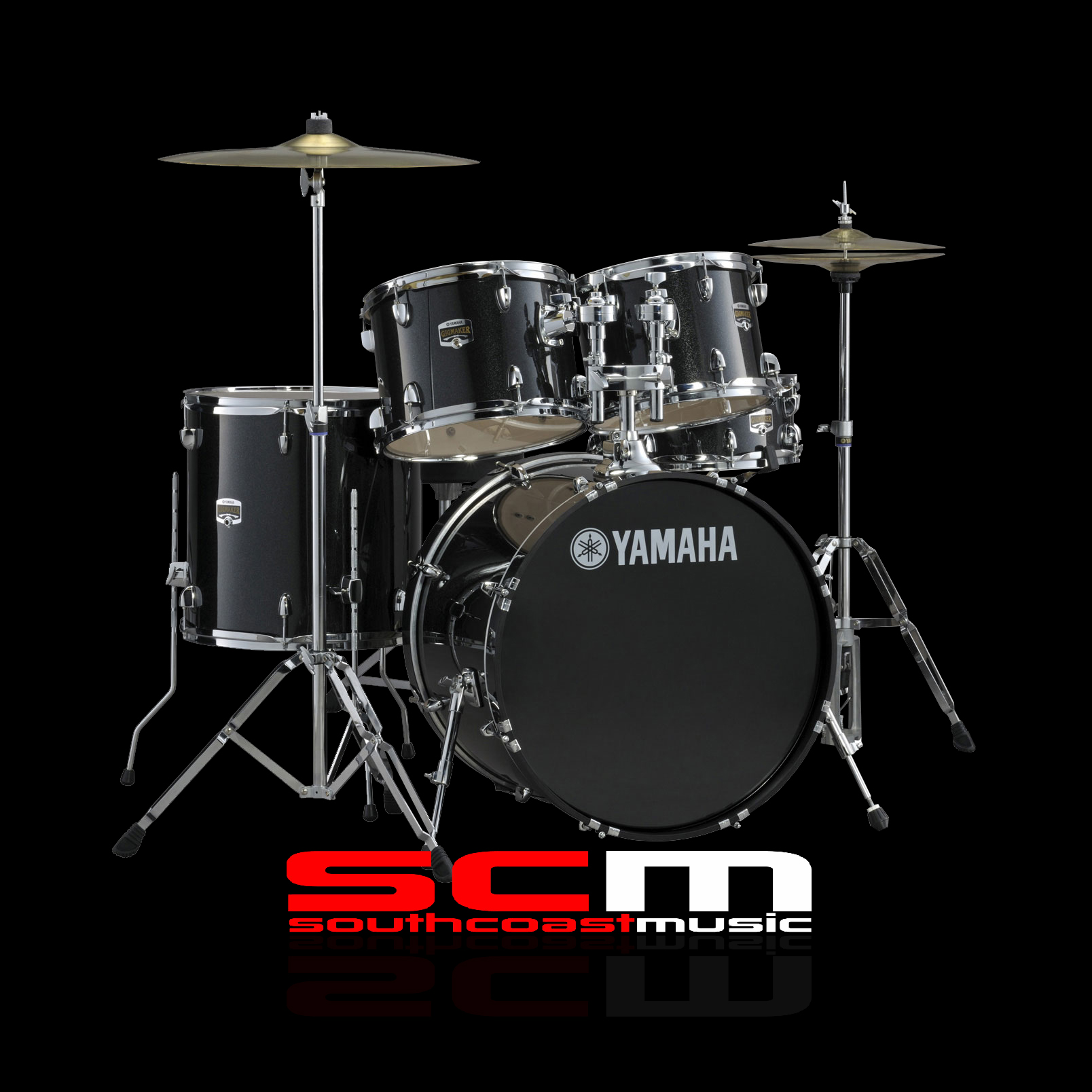 Yamaha Gigmaker Rock 22 Drum Kit Black Glitter Finish Bonus Paiste Cymbals