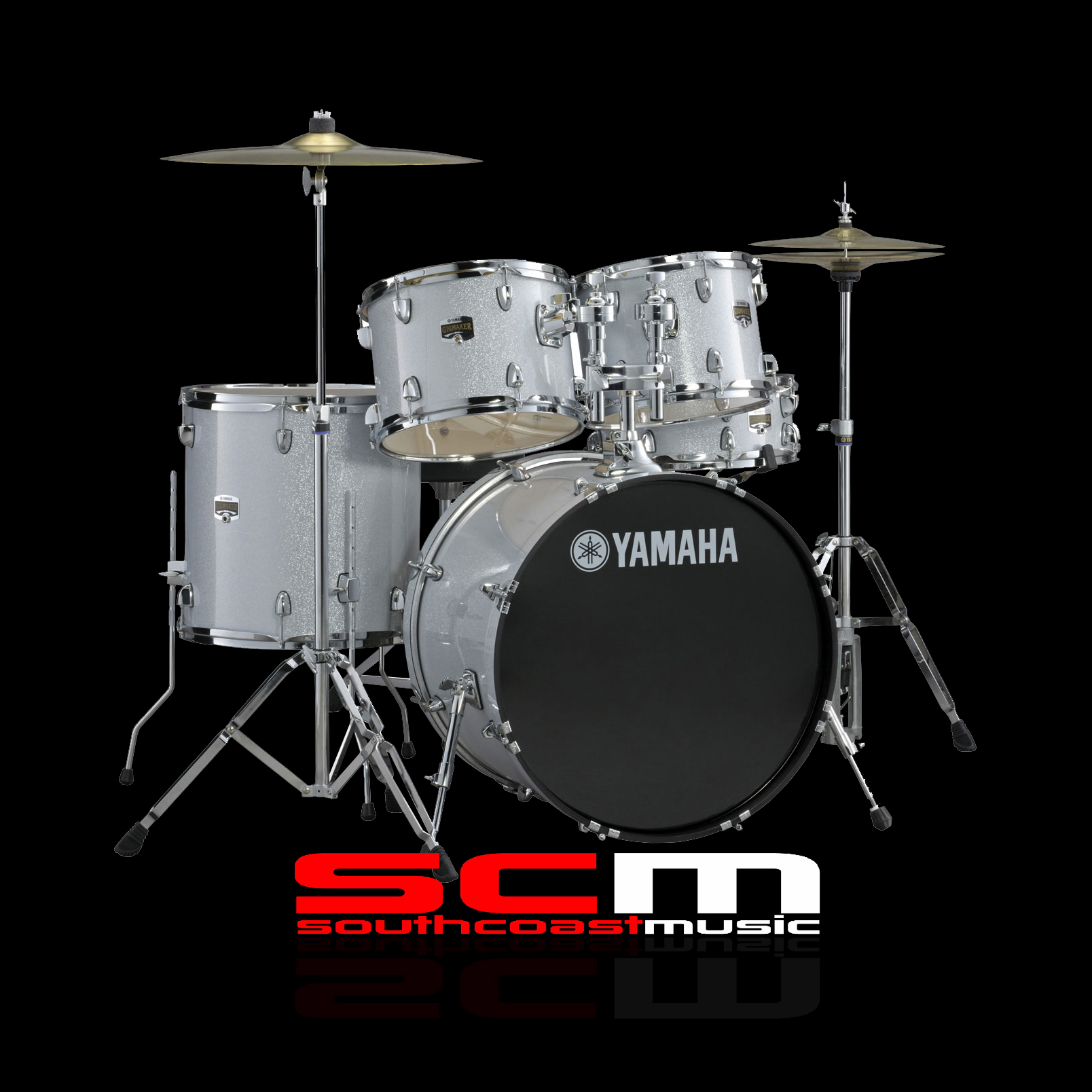 Yamaha Gigmaker Rock 22 Drum Kit Silver Glitter Finish Bonus Paiste Cymbals