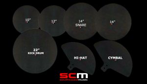 DRUM MUTE PAD SET – FUSION SIZES WITH CYMBAL MUTES – PRACTICE ANYTIME!