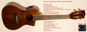 Kala KOA concert electric ukulele KA-KCG-CE