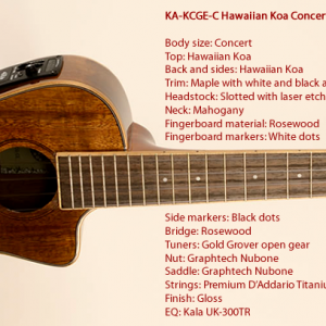 Kala KOA concert electric ukulele KA-KCG-CE