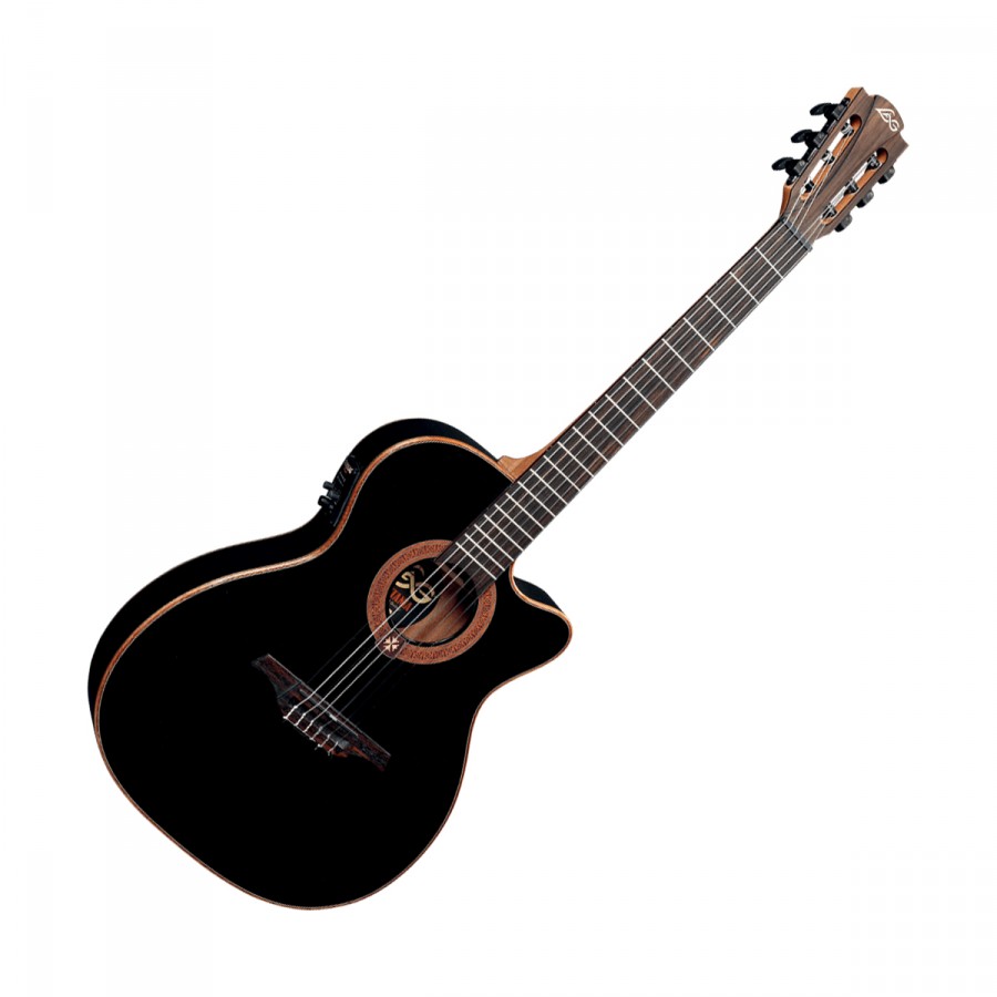 LAG OC114ASCEBLK OCCITANIA COUNTRY SLIM BODY BLACK ELECTRIC CLASSICAL GUITAR