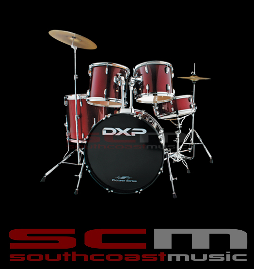 DXP TXO4P 22" ROCK SERIES WINE RED FIVE PIECE DRUM SET WITH CYMBALS