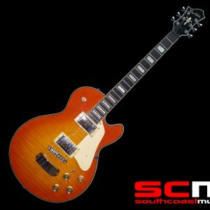 HAGSTROM SUPER SWEDE ELECTRIC GUITAR FLAME MAPLE TOP AMBER SUNBURST FINISH