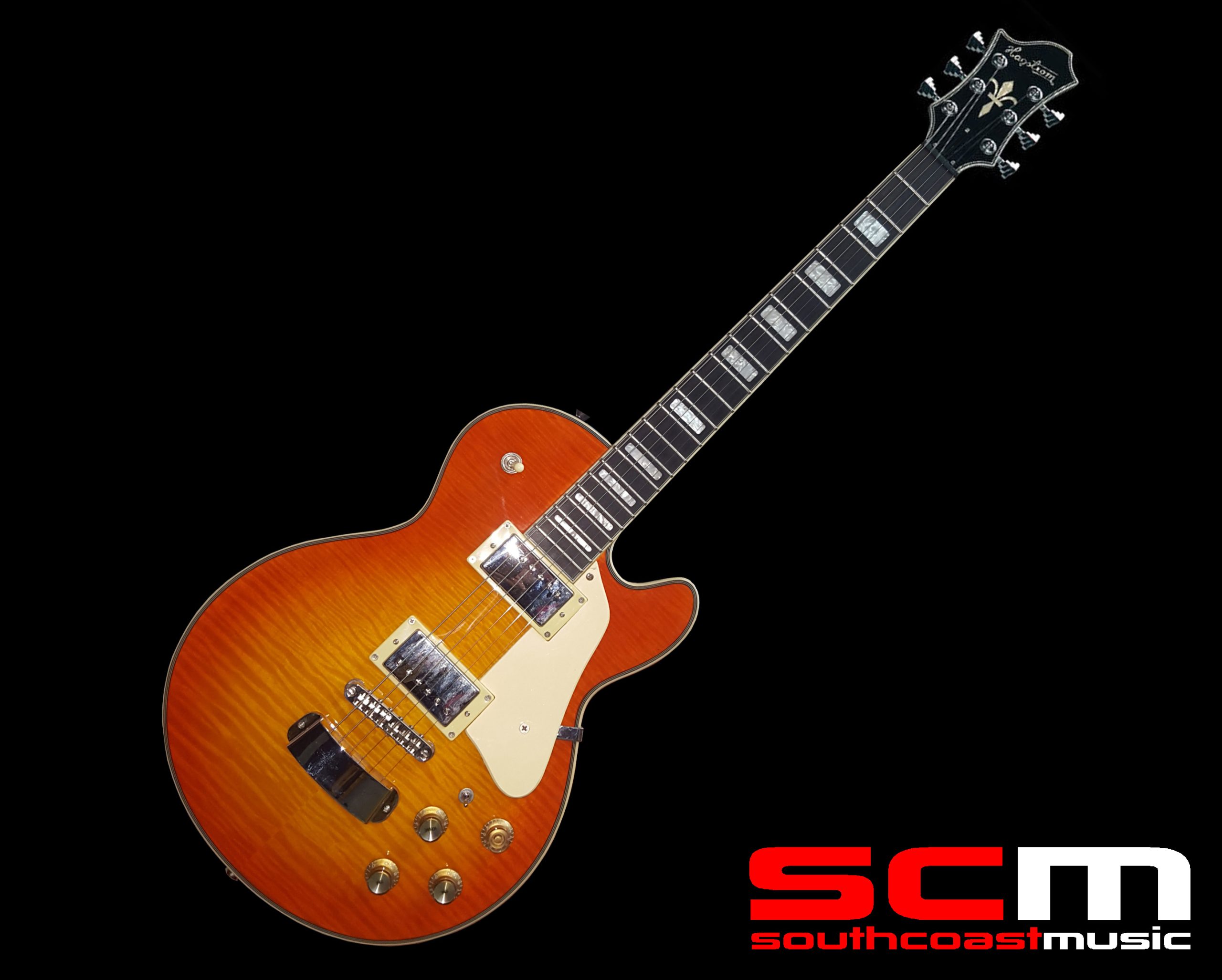 HAGSTROM SUPER SWEDE ELECTRIC GUITAR FLAME MAPLE TOP AMBER SUNBURST FINISH