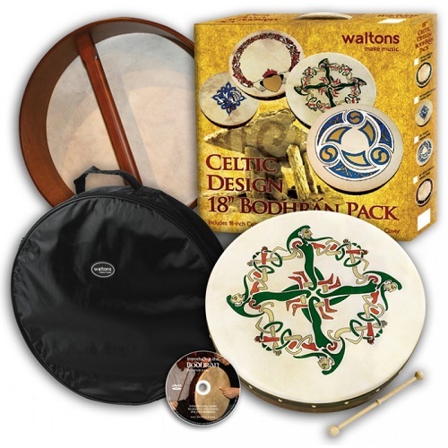 Waltons 18 Inch Bodhran Pack Clonmacnoise w Beater DVD & Bag DWN1905