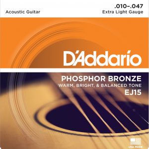 DAddario EJ15 Acoustic Guitar Strings 10 to 47 Phosphor Bronze String Set