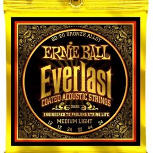 Ernie Ball E 2556 Acoustic Guitar String Set Everlast 12 to 54 Medium Light Strings