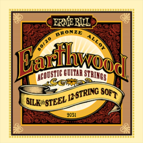 Ernie Ball 2051 Earthwood 80 20 Silk & Steel 12-String 9 to 46 Acoustic Guitar Strings