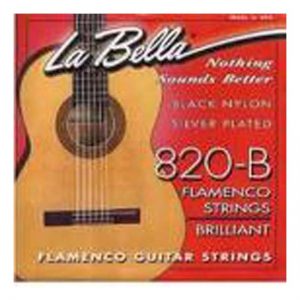 LA Bella 240 820B Classical Black Nylon Flamenco Strings Brilliant Silver Plated