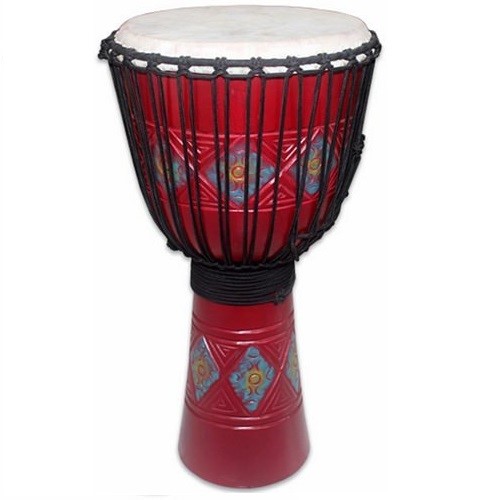 Toca 12 inch Wood Djembe Hand Drum Carved Blossom Pattern TOCTKSDJLB