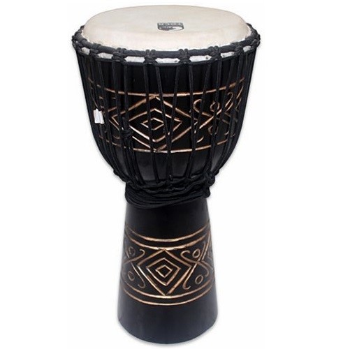 Toca 12 inch Wood Djembe Hand Drum Carved Diamond Pattern TOCTKSDJLD