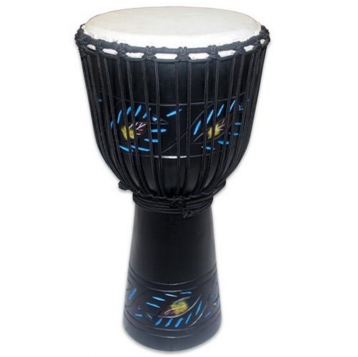 Toca 12 inch Wood Djembe Hand Drum Carved Feather Pattern TOCTKSDJLF