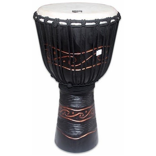 Toca 12 inch Wood Djembe Hand Drum Carved Waves Pattern TOCTKSDJLW