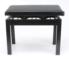 Black Black Leather Piano Bench Padded Seat with Storage Height-Adjustable Padded Synthetic Leather Seat Solid Wood Frame Legs US Delivery 