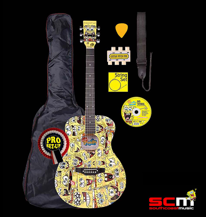 Brand New In Toy Box Spongebob Squarepants Steel String Acoustic Guitar Pack 