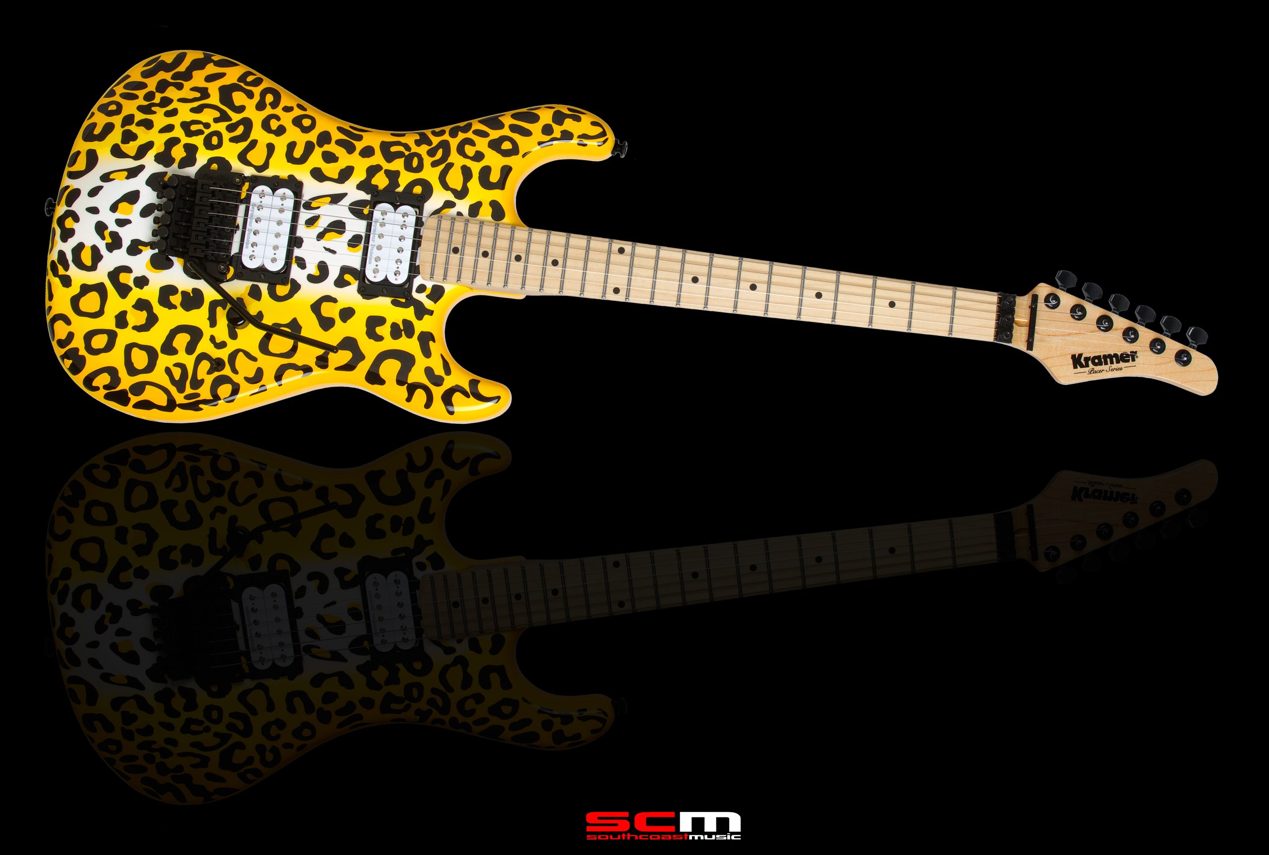 KRAMER Ltd. SATCHEL PACER SIGNATURE SERIES LIMITED EDITION ELECTRIC GUITAR YELLOW LEOPARD GRAPHICS