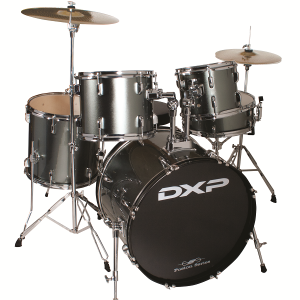 DXP TX07P 22" FUSION SERIES GUN METAL GREY FIVE PIECE DRUM SET WITH DXP CYMBALS