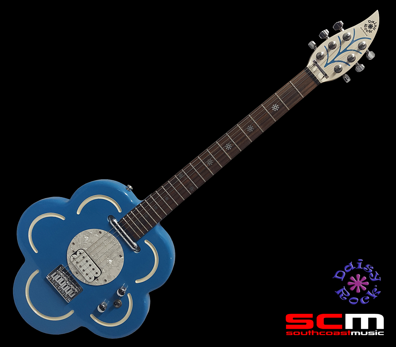 Daisy Rock Artist Series Blue Flower Electric Guitar with Gig-Bag