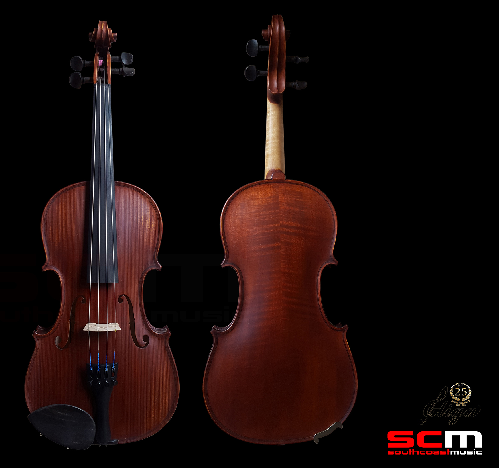 Gliga II 3/4 Size Violin Outfit Dark Antique finish with Pirastro Violino strings inc Case and Brazilwood Bow