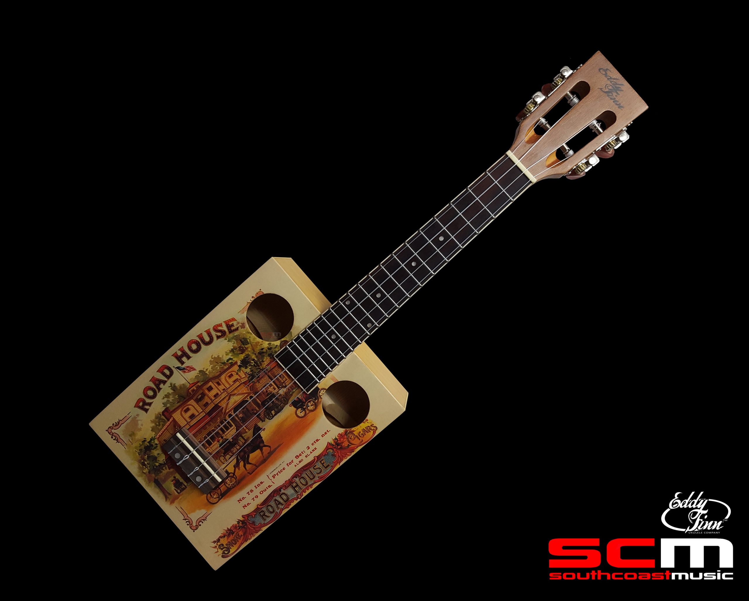 Eddy Finn Cigar Box Concert Ukulele Aquila Strings wth Gig Bag & Pro Setup BEST UKULELE DEALS!
