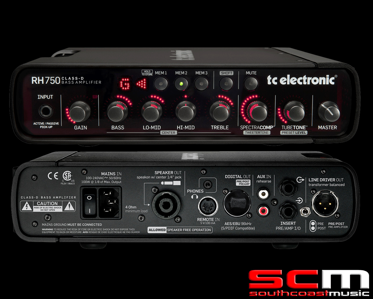 TC Electronic RH750 750W Bass Amplifier Head Tone Print Amp Portable Powerful