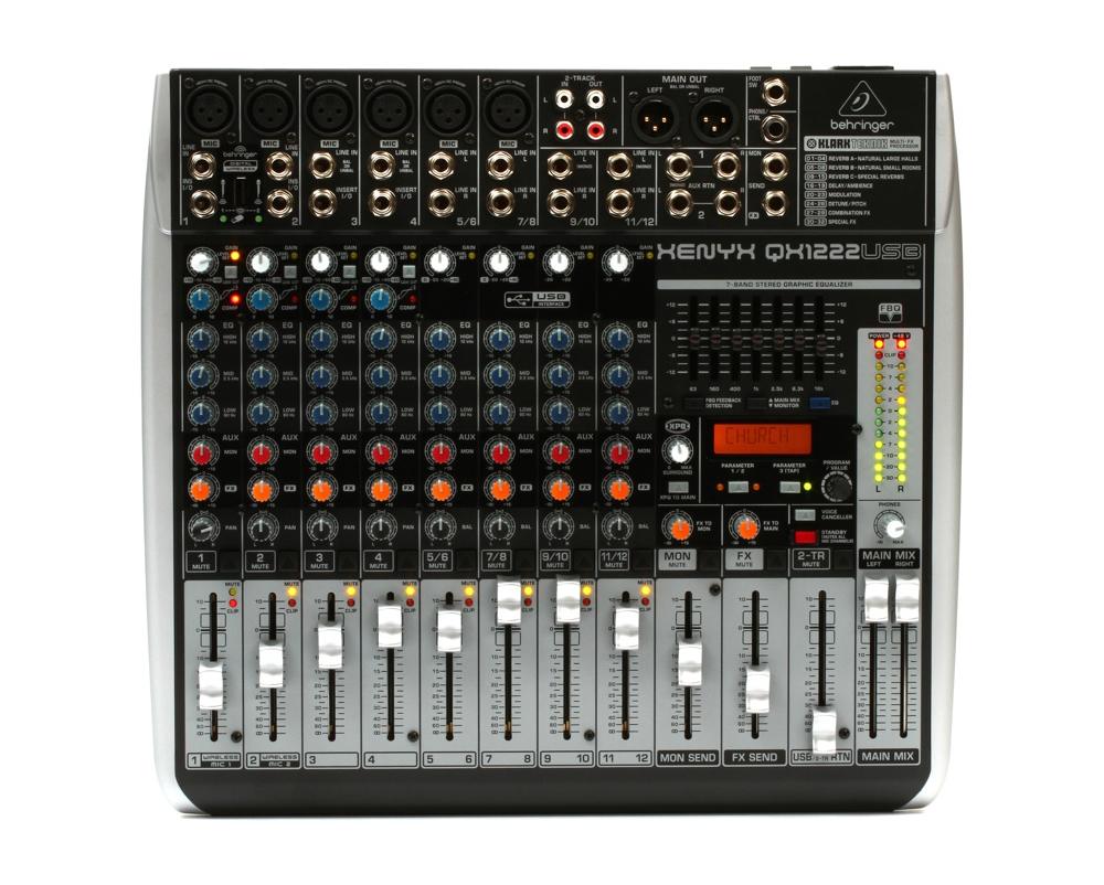 Behringer Xenyx QX1222USB 12Input Mixer w/ FX & USB PA Performance
