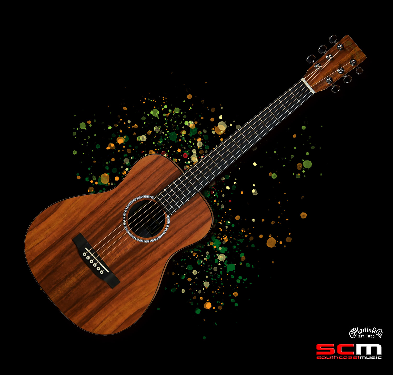 Martin LXK2 Little Martin Hawaiian Koa HPL Acoustic Guitar with Gig Bag
