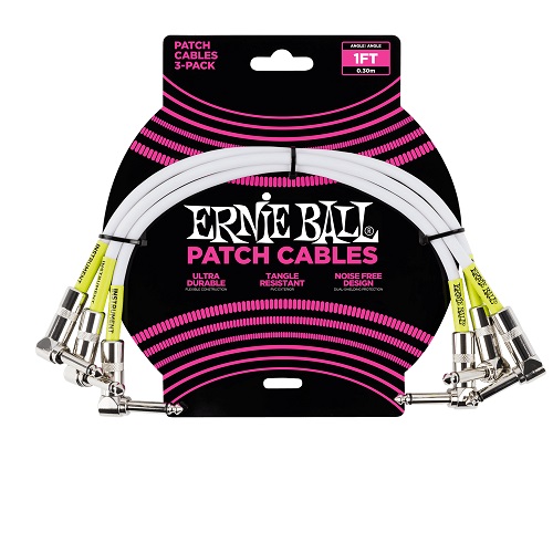 White Ernie Ball Instrument Cable 1 ft 