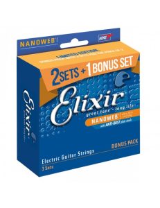 E16542 Elixir Nano Electric Guitar Strings 10-46 3pk Light