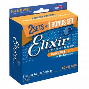 E16542 Elixir Nano Electric Guitar Strings 10-46 3pk Light