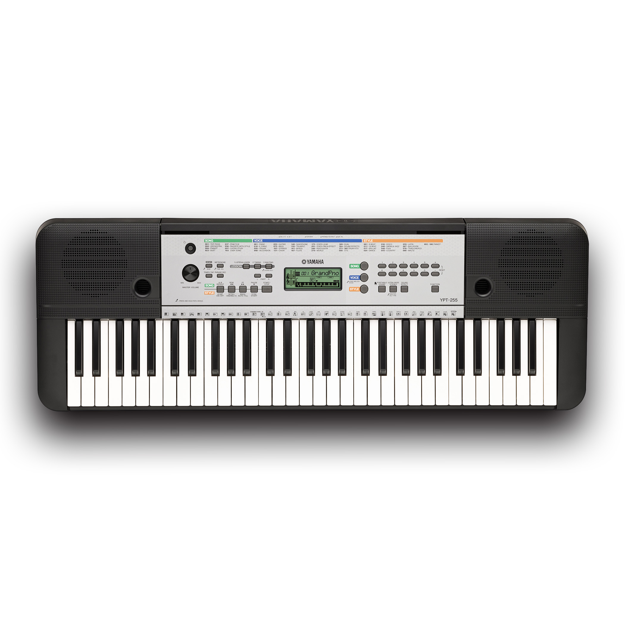 Yamaha YPT255 Portable Keyboard 61 Keys with OnBoard Lessons & Adaptor