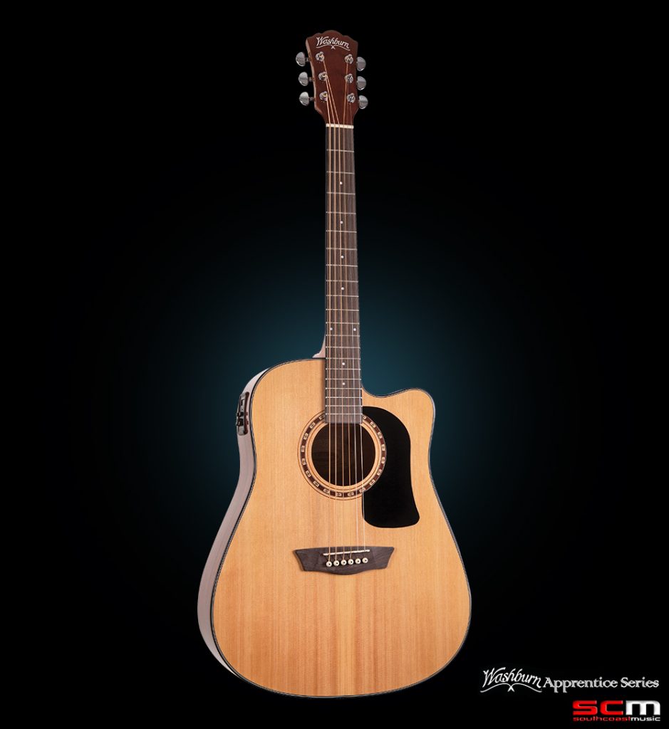 Washburn AD5CEN Acoustic Electric Guitar Pack with Builtin Tuner, Gig