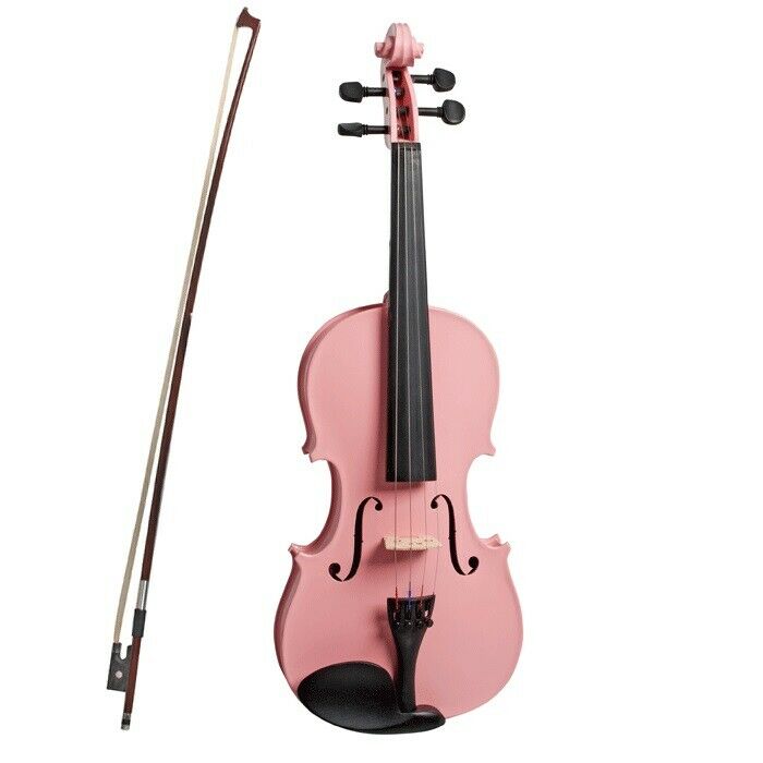 Shoulder Rest Bow Rosin and Extra Strings Mendini 3/4 MV-Pink Solid Wood Pink Violin Hard Case 