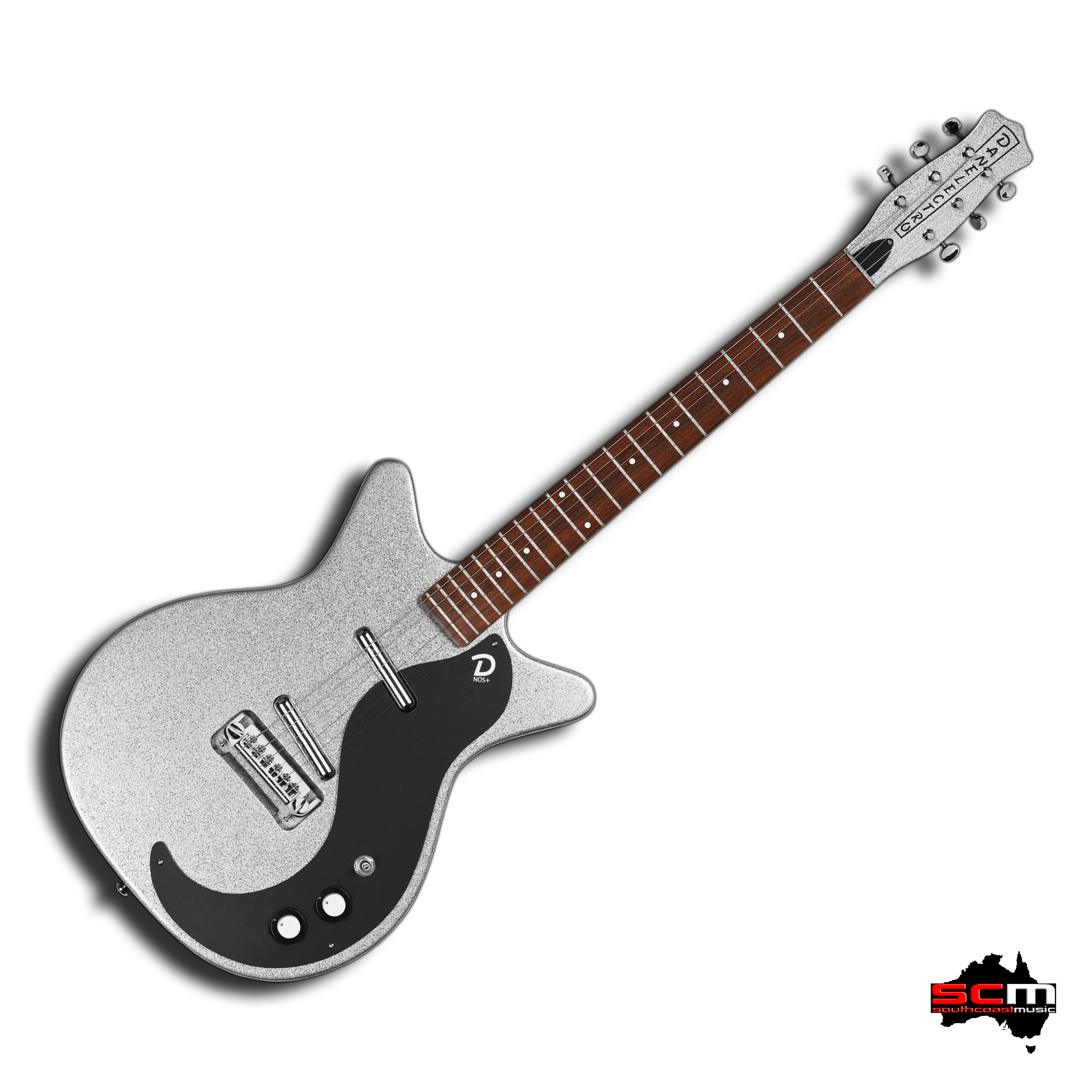 Danelectro 60th Anniversary 59M NOS+ electric guitar Silver Metal Flake finish South Coast Music