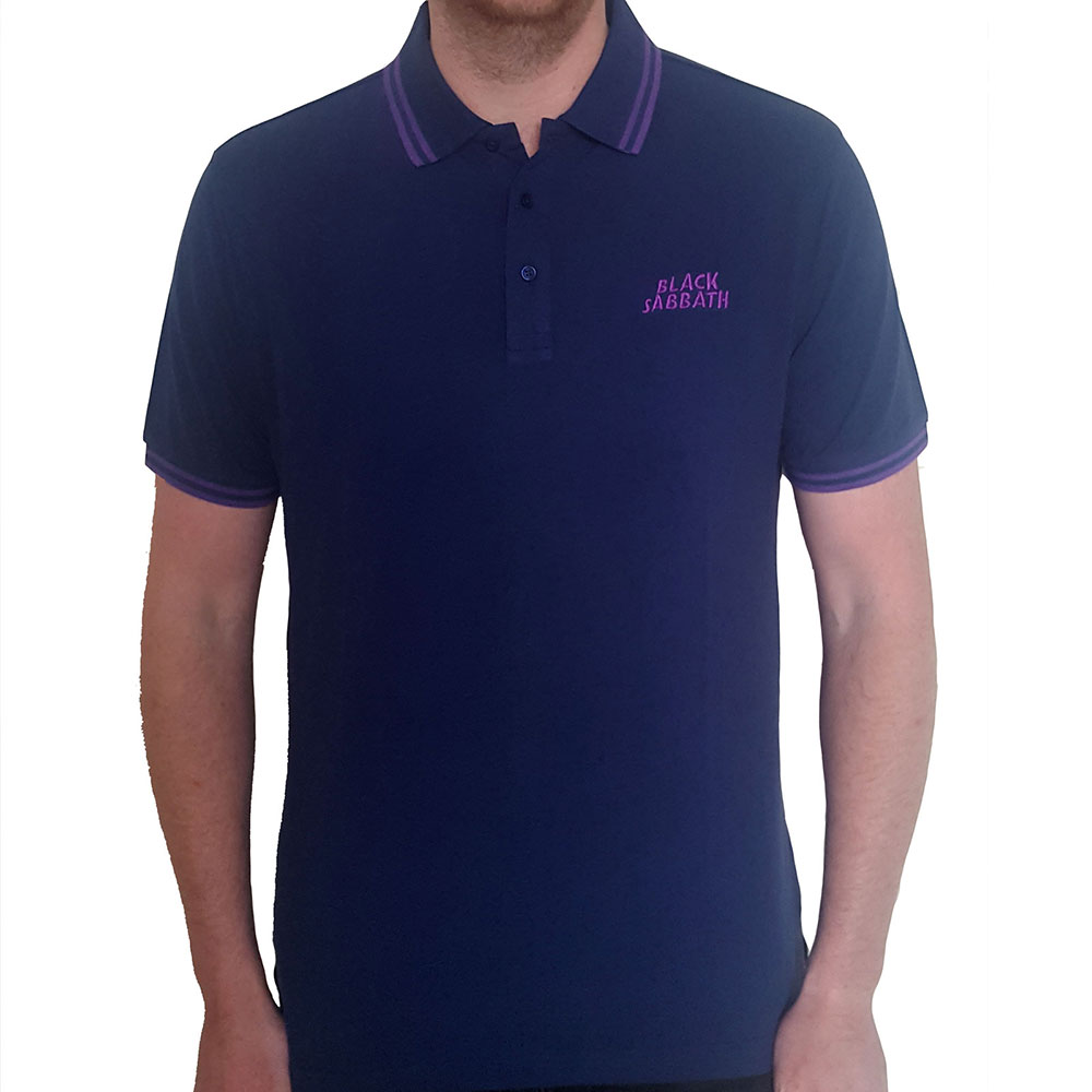 Black Sabbath Unisex Polo Shirt: Wavy Logo official licensed 2XL NAVY ...