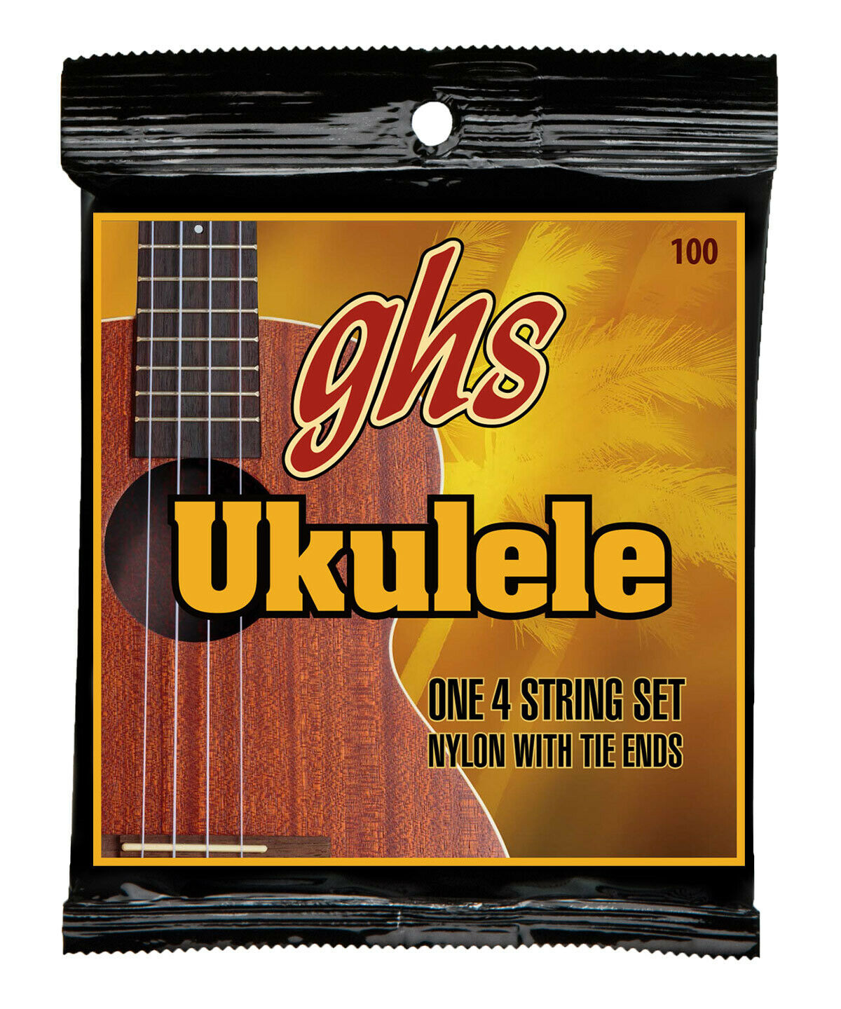 GHS 100 Baritone Ukulele String Set Black Nylon With Tie Ends 2834